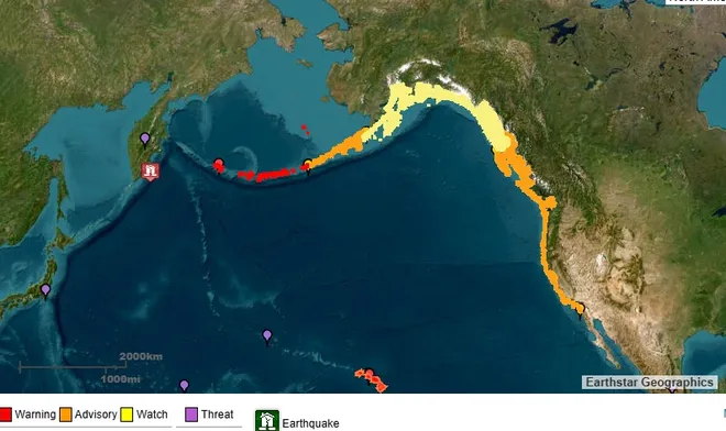 Russia Earthquake Tsunami Warning USGS map Kamchatka